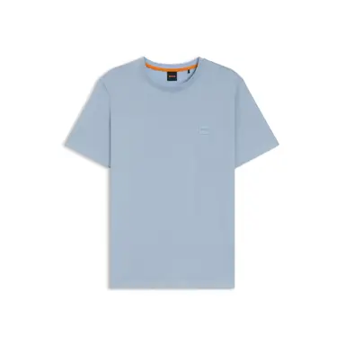 BOSS Cotton-Jersey T-shirt with Logo Patch - Open Blue