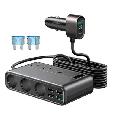 Joyroom JR-CL06 9-in-1 154W Autolader (5x USB-A / USB-C / 3x Zigarettenanzünder-Buchsen) PD QC PPS - Schwarz