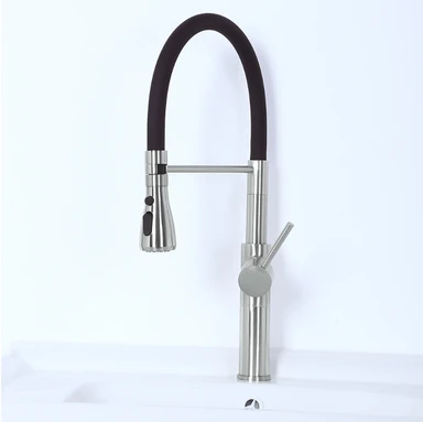 Homary Brass Kitchen Mixer Taps Monobloc Pull Out Spray Tap Brushed Nickel Three Function