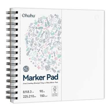 Ohuhu Künstler-Skizzenbuch, doppelseitig, 150 g/m², 120 Seiten, 8,3 × 8,3 Zoll quadratisch, spiralgebunden, Neujahr-Angebot, Top-Geschenkideen