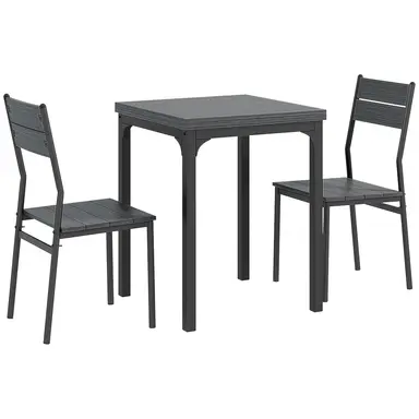 HOMCOM Dining Table & 2 Chairs Cafe Walnut/Black