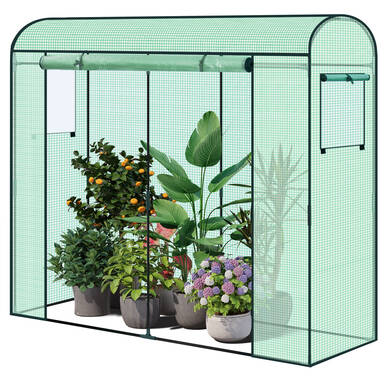 WOLTU Garten-Gewächshaus, Garten-Gewächshäuser, robuste Stahlrohre, PE-Netzgewebe 140 g/m², mit 1 Tür und 6 Fenstern, 170 x 50 x 200 cm, Grün