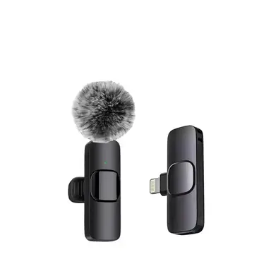 Verbex K9-Black Single Microphone, Wireless Mini Microphone for Live Streaming, Recording, and Interviews, Compatible with iOS Interface