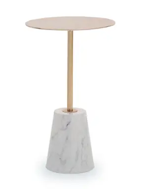 Interiors by Premier Side Table Avola Rose Gold Finish/White Marble Effect Base