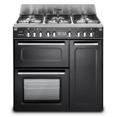 DeLonghi D3VR 908-DF/BL 90cm Dual Fuel Range Cooker, Black, A Rated
