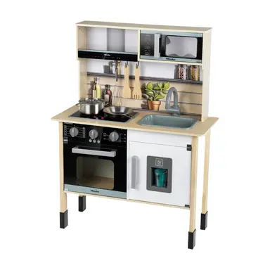 Theo Klein 7186 Miele Toy Kitchen, Wood (MDF), Midi 2, White | Wooden Kitchen with Light and Sound Module | High-Quality Accessories | Toy for Children from 3 Years