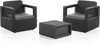 SP Berner Venus Tête-à-Tête Graphite Set – Stijlvolle 2-persoons tuinbank met opbergoplossing van duurzaam gerecycled kunststof, gemaakt in Spanje