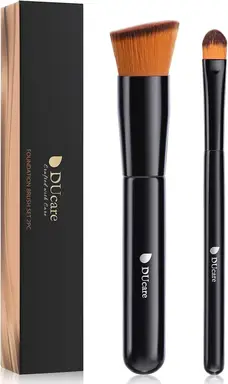 DUcare abgewinkeltes Foundation-Pinsel + Concealer-Pinsel, 2-teiliges Set – Schwarz, Geschenk zum Muttertag