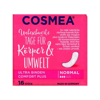 Cosmea Komfort-Verstärkte Tages-Sanitärbinden (geruchsneutralisierend) 16 Stück