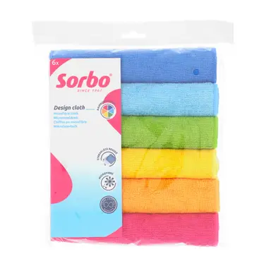 Sorbo Pack of 6 Microfibre Cleaning Cloths, Multipurpose Cleaning Towels, Streak-free, Super Absorbent and Washable Cloth Duster Suitable for Car Cleaning, House, Kitchen, Windows, 40 x 40 cm