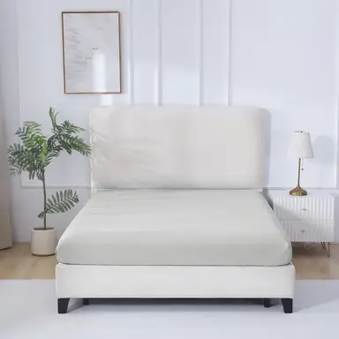 MEROPE, Nylon/Spandex Cooling-feel Fitt sheet, 90x190+30cm, light grey, 1pack