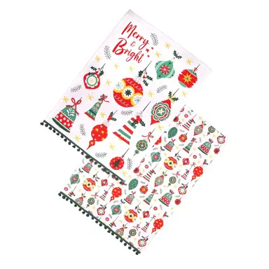 Dexam Baubles Recycled Cotton Set of 2 Tea Towels - Green