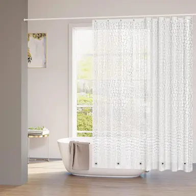 WOLTU Duschvorhang 180x180 cm mit beschwertem Magnetboden, 0,2mm EVA Badvorhang Halbtransparent Wasserdicht Schimmelresistent, Vorhang mit 3D-Muster, 12 Duschvorhangringe für Dusche und Badewanne