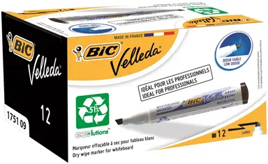 Bic Velleda 1751 Whiteboard Marker Black, Pack of 12