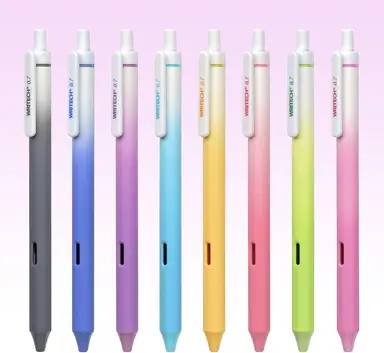 Stylos à gel WRITECH Fine Point : Stylos à encre rétractables de couleur assortie Écriture fluide 8 pièces Multicolore Pointe moyenne 0,7 mm pour journal intime et coloriage Sans dégâts, sans tache ni bavure Baril gradient
