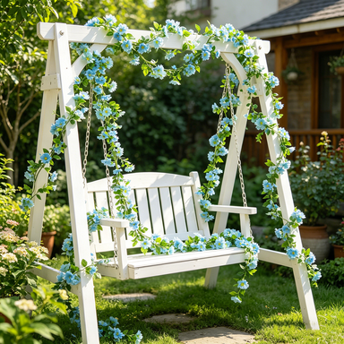 Yuejia2Pcs 6.56ft/2mArtificial Daisy Flowers Vine Silk Wildflower Garland Spring Fake Flower Vine Hanging Ivy Blue Daisy Flowers Green Leaves for Wall Party Wedding Arch Floral Decor Home Indoor Outdoor Ceremony(blue)