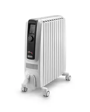 De'Longhi Dragon 4 Oil Filled Radiator – 2000W, 8 Fins, Digital Timer, Eco Function – White, TRD40820E