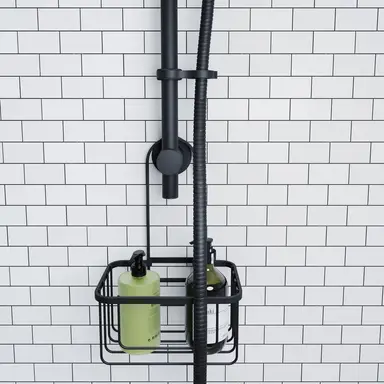 Croydex Shower Riser Rail Hook Over Caddy - Black