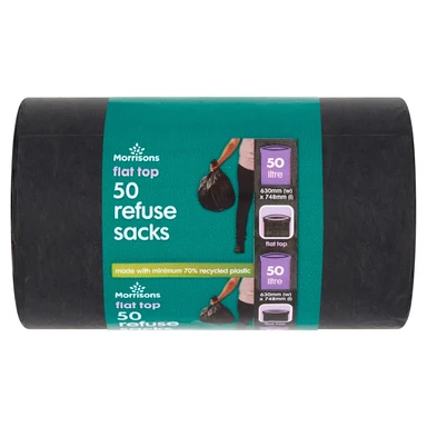 Morrisons 50 Flat Top Refuse Sacks 50 l