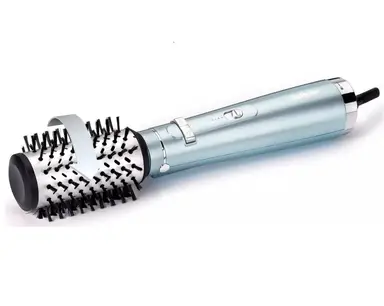 Babyliss AS773E Hydro Fusion haardrogerborstel voor perfect, zijdezacht en pluisvrij haar, roterende krulborstel, lichtblauw