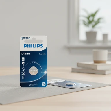 PHILIPS CR1620/00B, pile bouton lithium, 3 V, compacte à faible auto-décharge