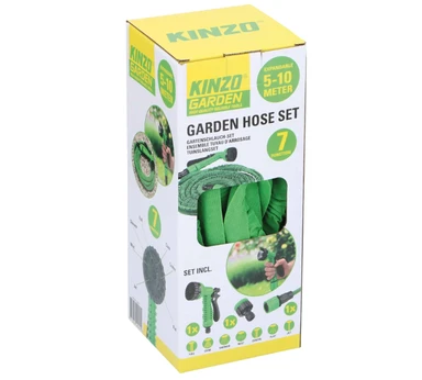 Kinzo Garten Kinzo - Gartenschlauch elastisch - Mit Anschluss - Sprühkopf mit 7 Sprüheinstellungen - Kunststoff - 5-10 Meter