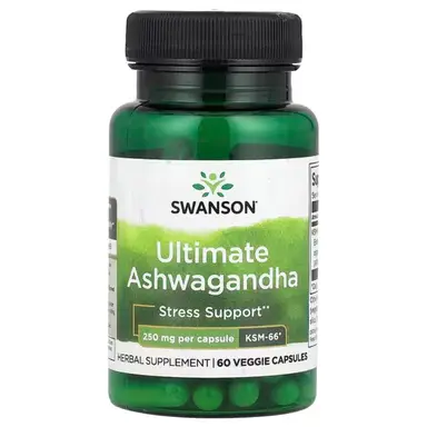 Swanson Ashwagandha KSM-66 Stress Support 250mg Capsules - 60 Vegan Capsules