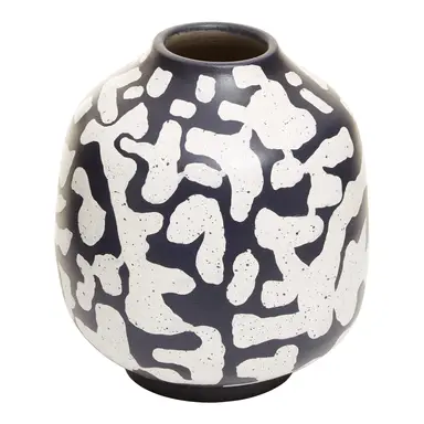 Fifty Five South Vase Tundra Round Earthenware Black/White