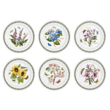 Portmeirion Botanic Garden Set Of 6  Large Dinner Plates - Assorted Designs
