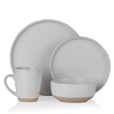 Barbary & Oak by Tower Avena Dinnerware Set 16PC, Linen White