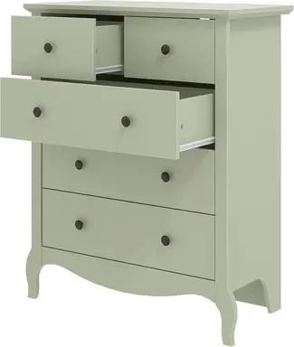 Galano Stella 3+2 Drawer Chest – Modern 5-Drawer Storage Cabinet for Bedroom, Living Room, Hallway or Entryway – Grey