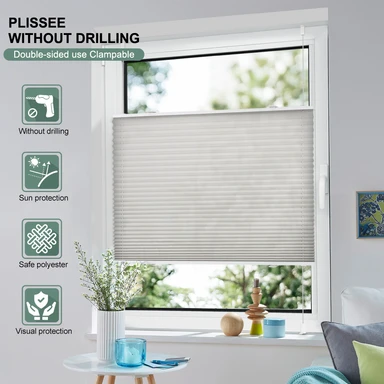 EcoHue Plissee, selbstklebend, Klemmfix‑Plisee, Sichtschutz und Sonnenschutz, verdunkelt, Easyfix, lichtdurchlässiger Rollos für Fenster und Türen, Anthrazit, Weiß, 80 x 130 cm, 1 Stück