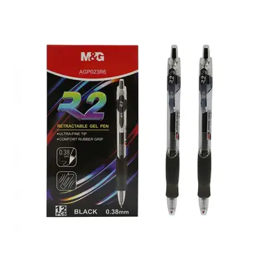 M&G R2 Gel Pens, 12 Pack 0.38 mm Ultra Fine Point Retractable Gel Ink Pens, High Capacity, Smooth Writing Gel Pens with Soft Grip for Office and School