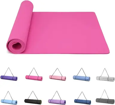 Gute Nacht Yoga-Matte Übungs-Matten Workout Pilates Fitness-Matte für Frauen Männer rutschfest dicke 10mm hohe Dichte Turn-Matten mit Tragegurt TPE 183 x 61 x 0,6 cm (Schwarz/Grau) Pflaume