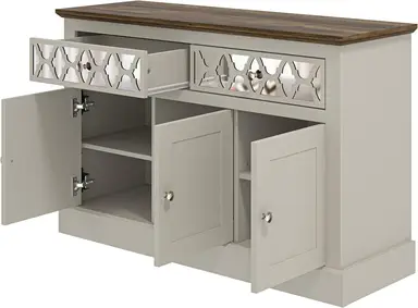 Galano Sufly 3-Door 2-Drawer Sideboard – Storage Cabinet with Drawers and Shelves for Living Room, Bedroom, or Kitchen – Ivory/Oak Finish