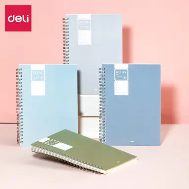 Deli Spiral Notebook, A5 (148x210mm), 80 Sheets/160 Pages, 70gsm - Perfect for Students, Office & Journaling，4-Pack