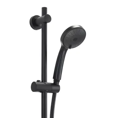 Croydex Presion Pressure Boosting Shower Set - Riser Rail/Shower Head/Hose - Black