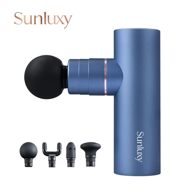 Sunluxy CM20C Pistolet de Massage Électrique – Puissance 76W, Autonomie 9h, 5 Vitesses & 4 Têtes, Appareil Portable de Massage Tissulaire Profond