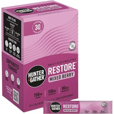 HUNTER & GATHER Restore Electrolytes Berry Hydration Support Sachets Flavour - 30 Sachets