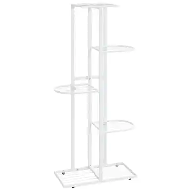 DDHS 5-stufiges Pflanzregal für 6 Töpfe aus weißem Metall, platzsparend, Pflanzhalter für Innen & Außen, für Zuhause, Balkon und Garten