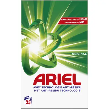 Ariel Snel Oplosbaar Waspoeder 1.375kg, 25 Wasbeurten, Original