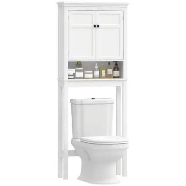 HOMCOM Over Toilet Storage Unit, 3-Tier Washing Machine Cabinet, Freestanding Space Saver Dryer Cabinet with Adjustable Shelf for Bathroom Laundry