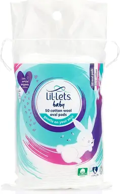 Lil-Lets Baby 50 Cotton Wool Oval Pads