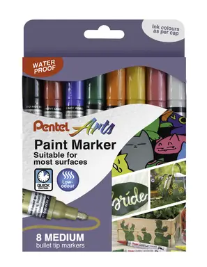 Pentel Medium Paint Marker Standard Colours Pack of 8
