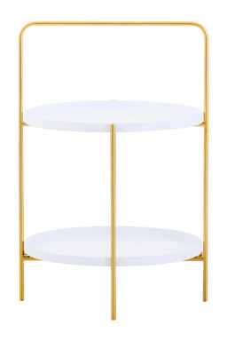 Interiors by Premier Trosa Side Table 2 Shelf with Handle White/Gold