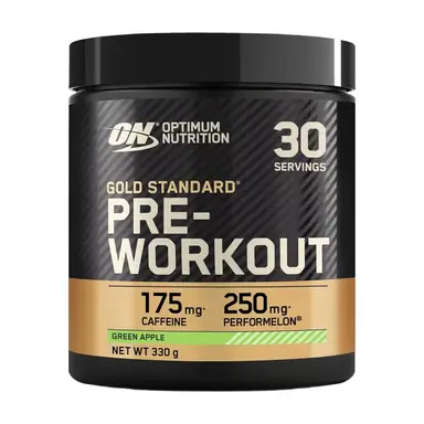 Optimum Nutrition Gold Standard Pre-Workout Powder - Green Apple, 175mg Caffeine, 3.4g Creatine, Beta-Alanine - 330g (30 Servings)