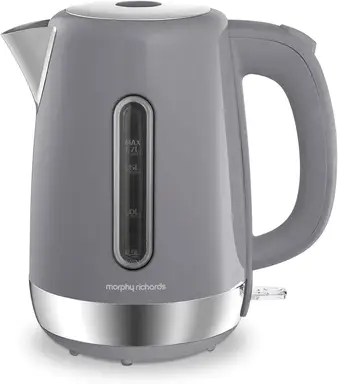 Morphy Richards Equip Jug Kettle, 1.7L, Rapid Boil, Coated Stainless Steel, Grey - 102787