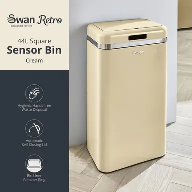 Swan Retro 45L Square Sensor Bin