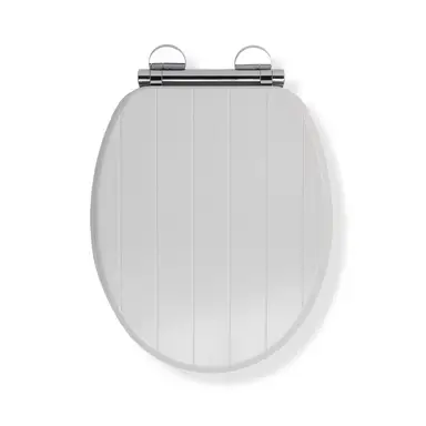 Croydex Flexi-Fix Wooden Toilet Seat Portland Oval - White