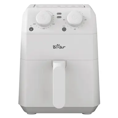 Bear 3 l Kompakte Heißluftfritteuse QZG-K12T1, Doppelte Drehregler für Zeit- & Temperaturregelung, 80–200 °C einstellbare Temperatur, 0–60 Min. Timer, automatische Abschaltung, Cool-Touch-Griff